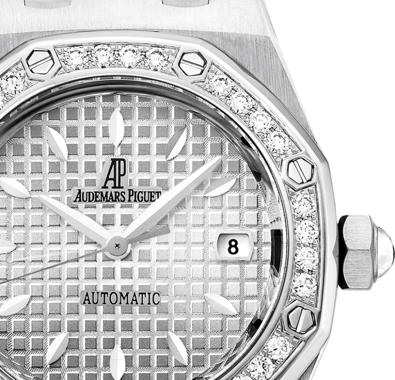 Audemars Piguet,Royal Oak 33mm,33mm,Stainless Steel,Silver,White,Silver White,Automatic,Day,40hours,77321ST,77321ST.ZZ.D012CR.01