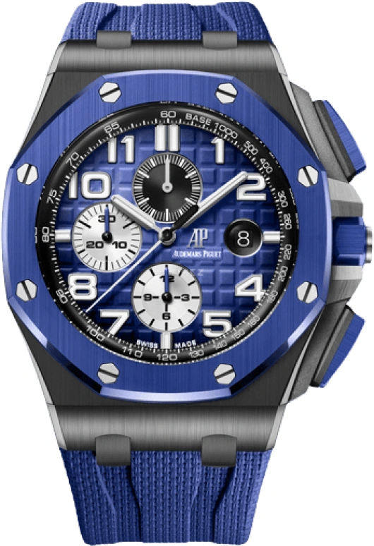 Audemars Piguet,Royal Oak Offshore 44mm,44mm,Titanium,Ceramic,Blue,Automatic,Chronograph,Day,26405CE,26405CE.OO.A030CA.01