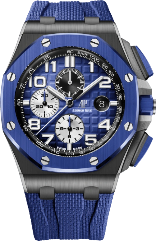 Audemars Piguet,Royal Oak Offshore 44mm,44mm,Titanium,Ceramic,Blue,Automatic,Chronograph,Day,26405CE,26405CE.OO.A030CA.01