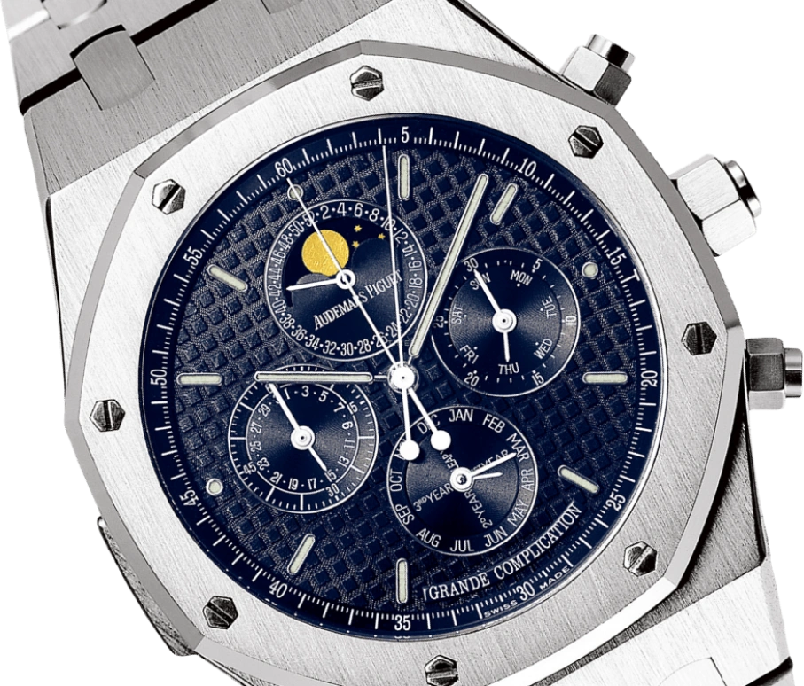 Audemars Piguet,Royal Oak 44mm,44mm,White Gold,Blue,Automatic,Chronograph,Moonphase,Perpetual Calendar,Month,45hours,In-house Caliber,25865BC,25865BC.OO.1105BC.01