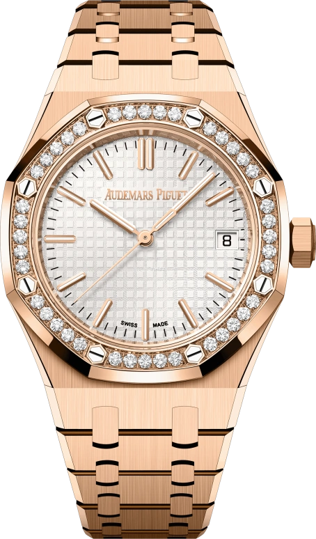 Audemars Piguet,Royal Oak 37mm,37mm,Rose Gold,Silver,White,Silver White,Automatic,Day,60hours,15551OR,15551OR.ZZ.1356OR.04