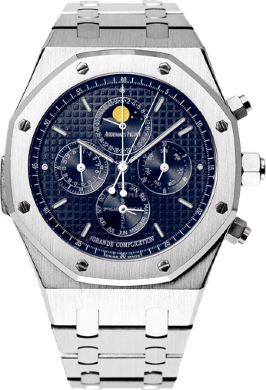 Audemars Piguet,Royal Oak 44mm,44mm,White Gold,Blue,Automatic,Chronograph,Moonphase,Perpetual Calendar,Month,45hours,In-house Caliber,25865BC,25865BC.OO.1105BC.01