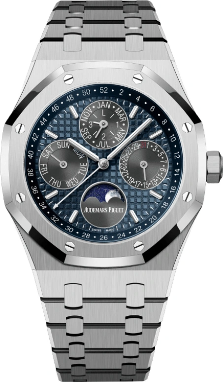 Audemars Piguet,Royal Oak 41mm,41mm,Titanium,Blue,Automatic,Moonphase,Perpetual Calendar,Leap Year,Month,40hours,In-house Caliber,26574TI,26574TI.OO.1220TI.01