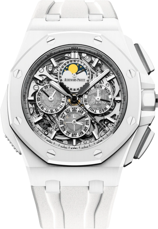 Audemars Piguet,Royal Oak Offshore 44mm,44mm,Titanium,Ceramic,Skeleton,Automatic,Chronograph,Moonphase,Perpetual Calendar,Month,45hours,In-house Caliber,26582CB,26582CB.OO.A010CA.01