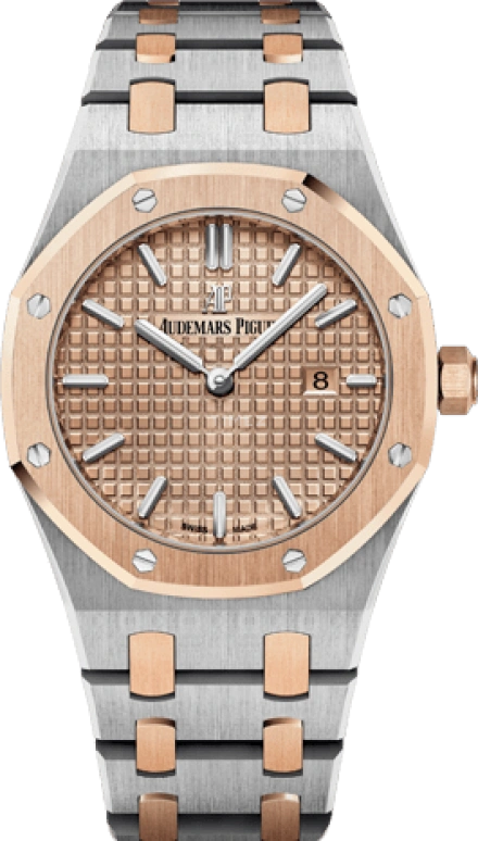 Audemars Piguet,Royal Oak 33mm,33mm,Pink Gold,Stainless Steel,Pink,Quartz,Day,In-house Caliber,67650SR,67650SR.OO.1261SR.01