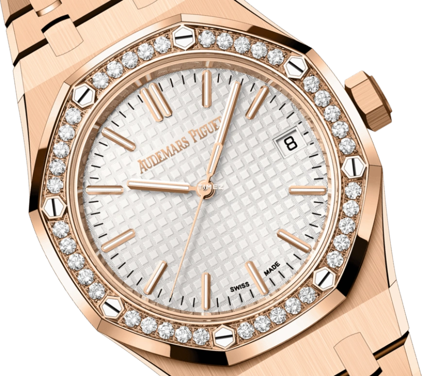 Audemars Piguet,Royal Oak 37mm,37mm,Rose Gold,Silver,White,Silver White,Automatic,Day,60hours,15551OR,15551OR.ZZ.1356OR.04