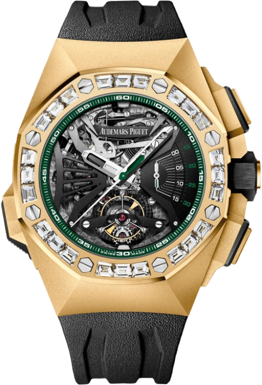 Audemars Piguet,Royal Oak Concept 44mm,44mm,Ceramic,Yellow Gold,Skeleton,Grey,Handwound,Chronograph,Tourbillon,Minute Repeater,26593BA,26593BA.ZZ.D002CA.01
