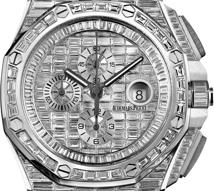 Audemars Piguet,Royal Oak Offshore 44mm,44mm,White Gold,Silver,Automatic,Chronograph,Day,26403BC,26403BC.ZZ.8044BC.01