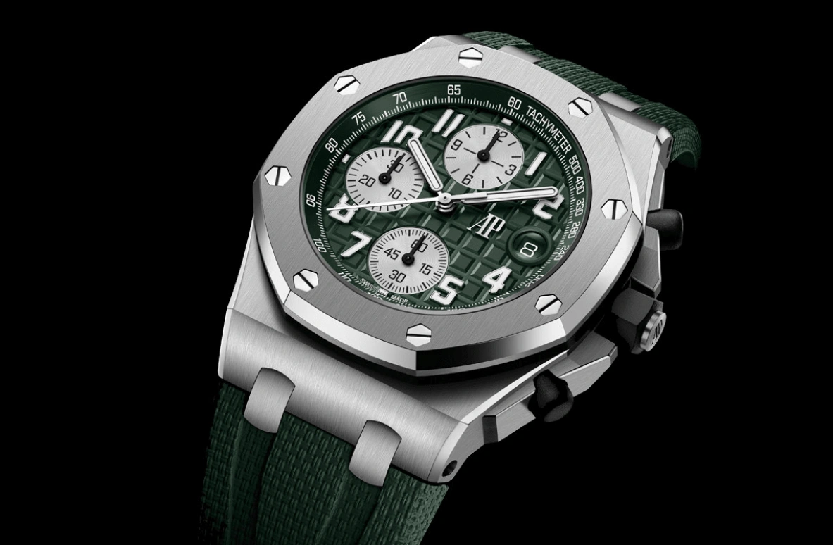 Audemars Piguet,Royal Oak Offshore 42mm,42mm,Titanium,Green,Automatic,Chronograph,Day,26238TI,26238TI.OO.A056CA.01