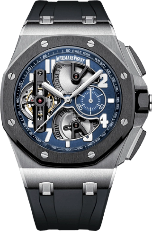 Audemars Piguet,Royal Oak Offshore 44mm,44mm,Ceramic,Platinum,Blue,Handwound,Chronograph,Tourbillon,26388PO,26388PO.OO.D027CA.01