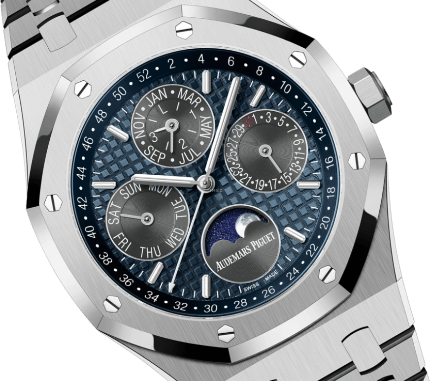 Audemars Piguet,Royal Oak 41mm,41mm,Titanium,Blue,Automatic,Moonphase,Perpetual Calendar,Leap Year,Month,40hours,In-house Caliber,26574TI,26574TI.OO.1220TI.01