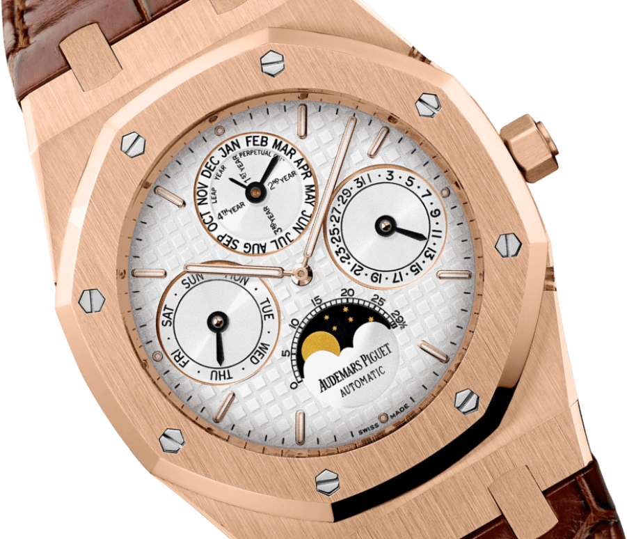 Audemars Piguet,Royal Oak 39mm,39mm,Rose Gold,Silver,Automatic,Moonphase,Perpetual Calendar,Leap Year,Month,40hours,In-house Caliber,26252OR,26252OR.OO.D092CR.02