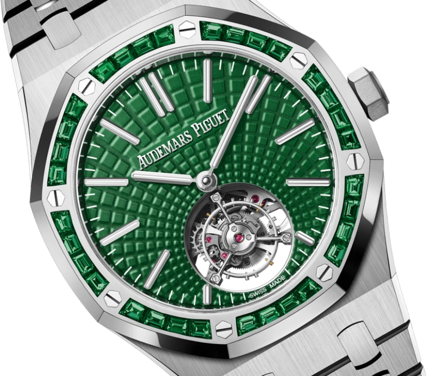 Audemars Piguet,Royal Oak 41mm,41mm,Titanium,White Gold,Green,Automatic,Tourbillon,65hours,26532IC,26532IC.EE.1220TI.01