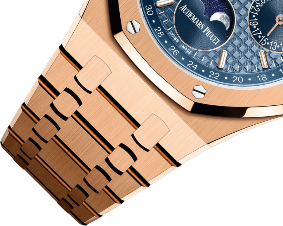 Audemars Piguet,Royal Oak 41mm,41mm,Pink Gold,Blue,Automatic,Moonphase,Perpetual Calendar,Leap Year,Month,40hours,In-house Caliber,26574OR,26574OR.OO.1220OR.03