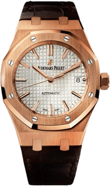 Audemars Piguet,Royal Oak 37mm,37mm,Pink Gold,Silver,White,Silver White,Automatic,Day,60hours,15450OR,15450OR.OO.D088CR.01