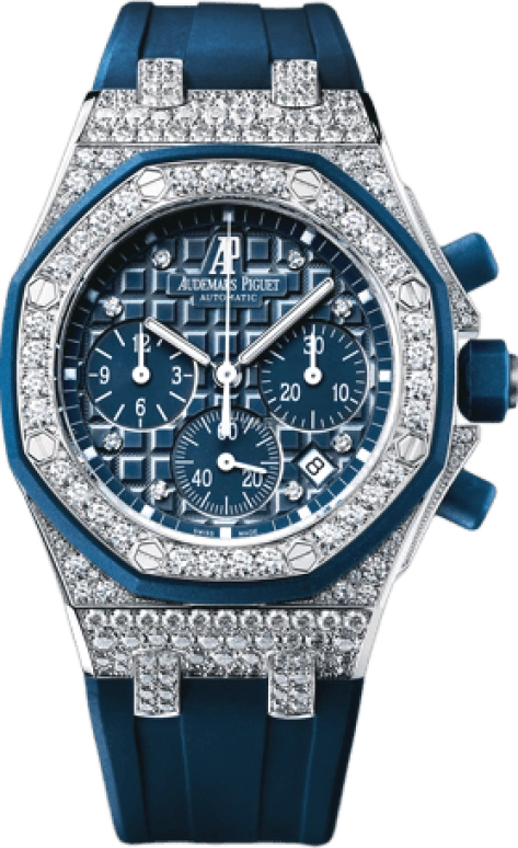 Audemars Piguet,Royal Oak Offshore 37mm,37mm,White Gold,Rubber,Blue,Automatic,Chronograph,Day,26092CK,26092CK.ZZ.D021CA.01