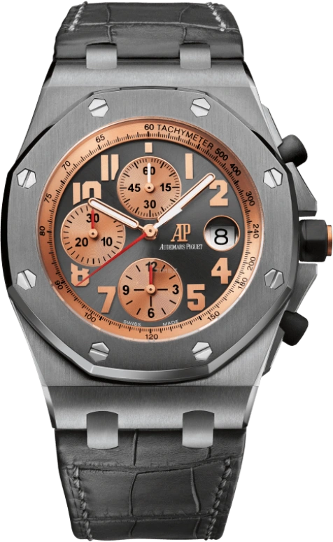 Audemars Piguet,Royal Oak Offshore 42mm,42mm,Titanium,Rose Gold,Grey,Automatic,Chronograph,Day,26179IR,26179IR.OO.A005CR.01