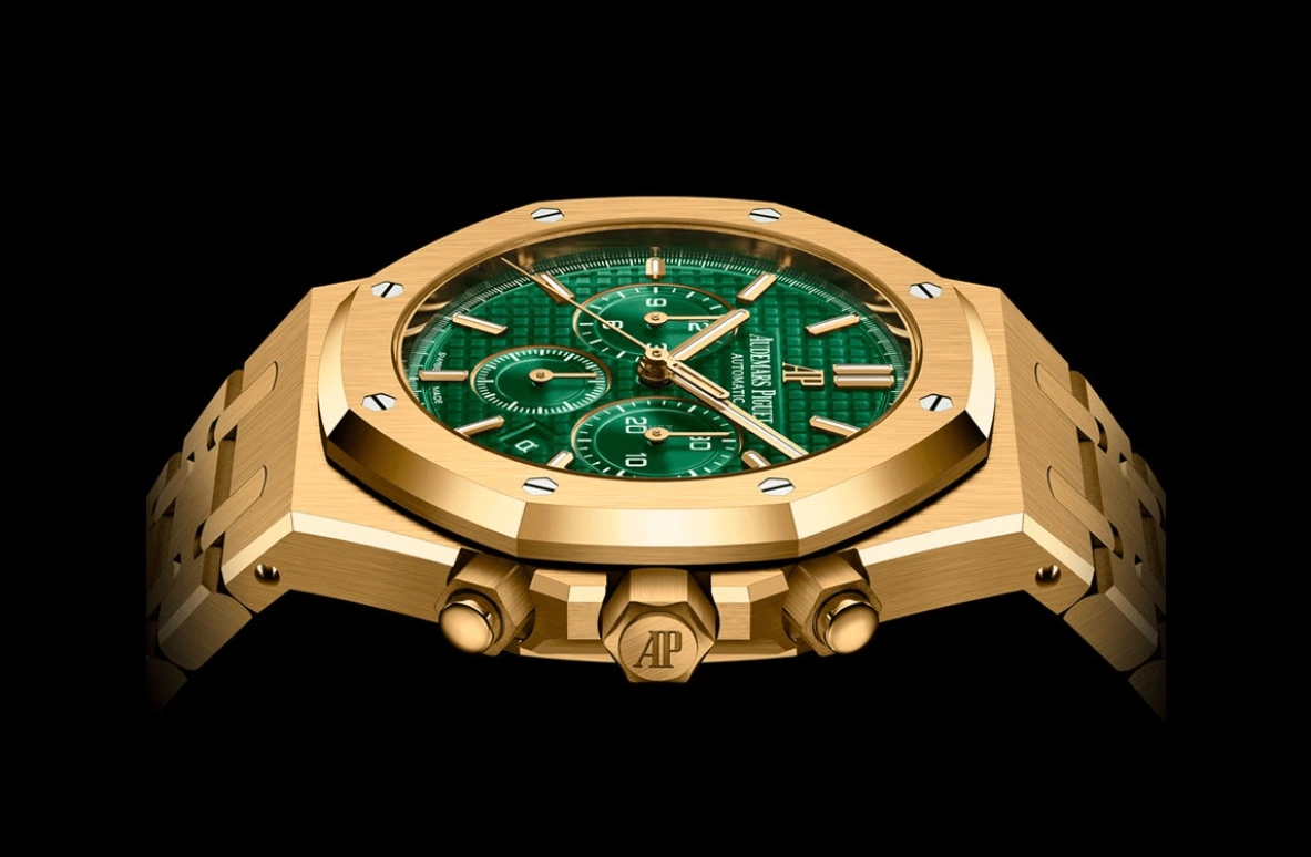 Audemars Piguet,Royal Oak 41mm,41mm,Yellow Gold,Green,Automatic,Chronograph,Day,26331BA,26331BA.OO.1220BA.02