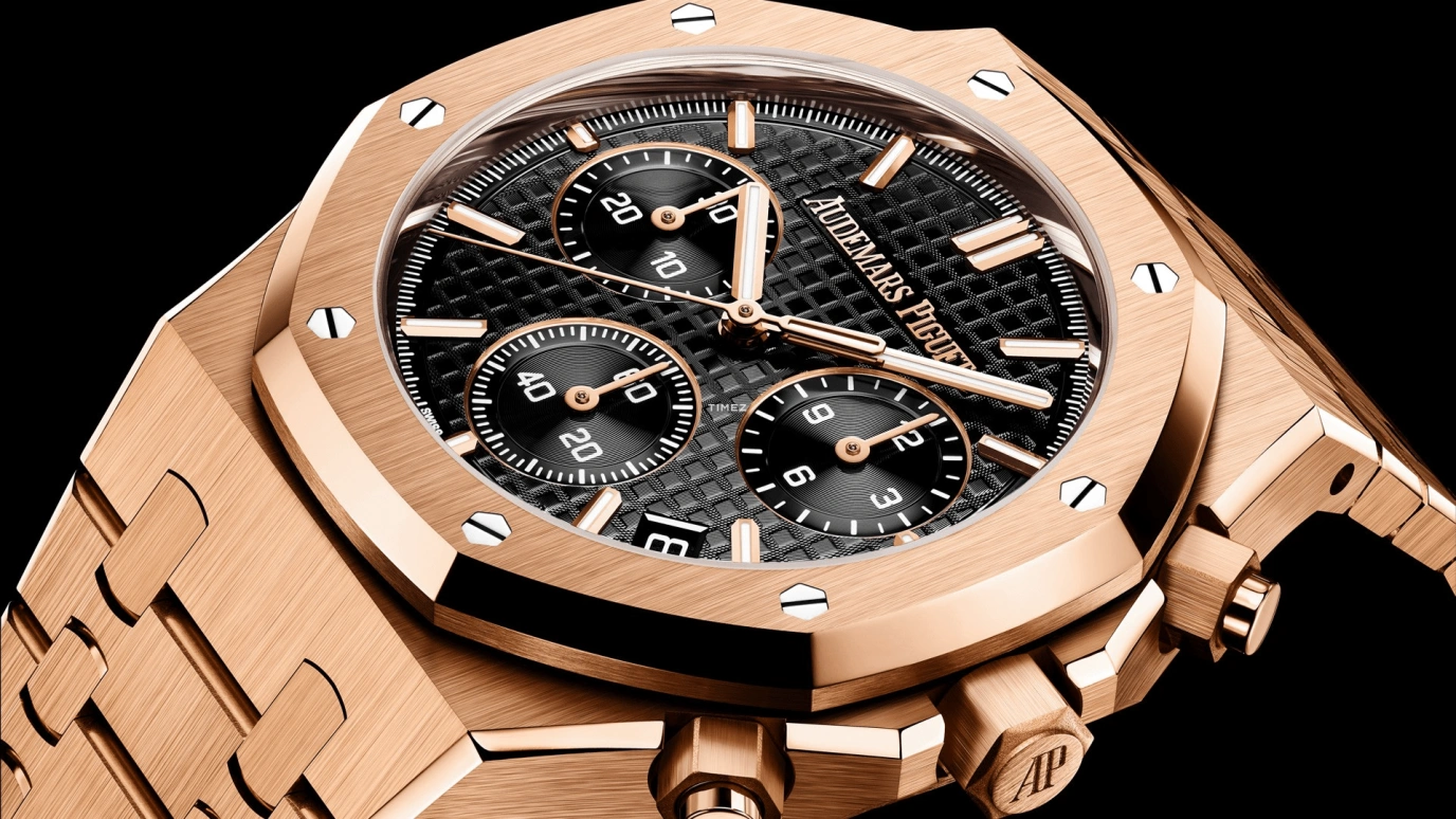 Audemars Piguet,Royal Oak 41mm,41mm,Rose Gold,Black,Automatic,Chronograph,Day,Flyback,26240OR,26240OR.OO.1320OR.06