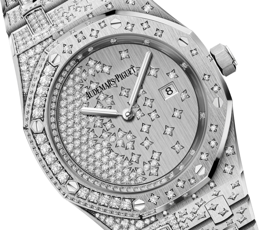 Audemars Piguet,Royal Oak 33mm,33mm,White Gold,Silver,Quartz,Day,In-house Caliber,67654BC,67654BC.ZZ.1264BC.01