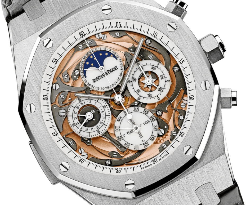 Audemars Piguet,Royal Oak 44mm,44mm,White Gold,Skeleton,Automatic,Chronograph,Moonphase,Perpetual Calendar,Month,45hours,In-house Caliber,26552BC,26552BC.OO.D002CR.01