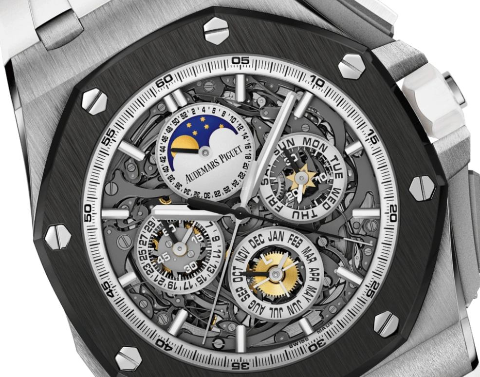 Audemars Piguet,Royal Oak Offshore 44mm,44mm,Titanium,Ceramic,Skeleton,Grey,Automatic,Chronograph,Moonphase,Perpetual Calendar,Month,45hours,In-house Caliber,26571IO,26571IO.OO.A010CA.01