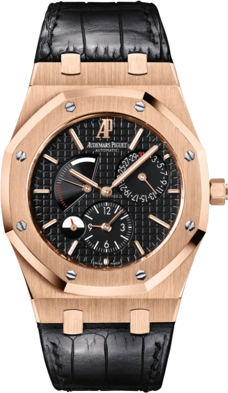 Audemars Piguet,Royal Oak 39mm,39mm,Rose Gold,Black,Automatic,Day,Power Reserve Indicator,Dule Time,26120OR,26120OR.OO.D002CR.01