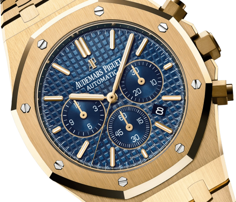 Audemars Piguet,Royal Oak 41mm,41mm,Yellow Gold,Blue,Automatic,Chronograph,Day,26320BA,26320BA.OO.1220BA.02