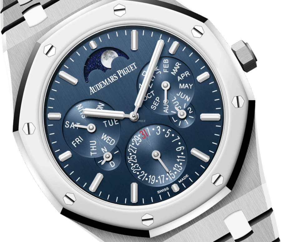 Audemars Piguet,Royal Oak 41mm,41mm,Titanium,Platinum,Blue,Automatic,Moonphase,Perpetual Calendar,Leap Year,Month,40hours,In-house Caliber,26586IP,26586IP.OO.1240IP.01