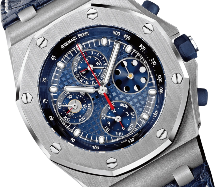 Audemars Piguet,Royal Oak Offshore 42mm,42mm,Platinum,Blue,Automatic,Chronograph,Moonphase,Perpetual Calendar,Leap Year,38hours,In-house Caliber,26209PT,26209PT.OO.D305CR.01