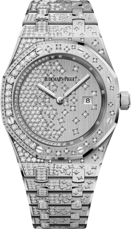 Audemars Piguet,Royal Oak 33mm,33mm,White Gold,Silver,Quartz,Day,In-house Caliber,67654BC,67654BC.ZZ.1264BC.01