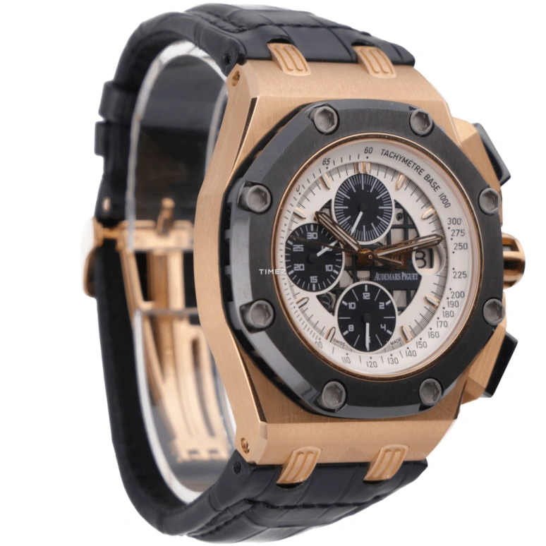 Audemars Piguet,Royal Oak Offshore 42mm,42mm,Pink Gold,Titanium,Ceramic,Skeleton,Black,White,Automatic,Chronograph,Day,26286RO,26286RO.OO.D002CR.01