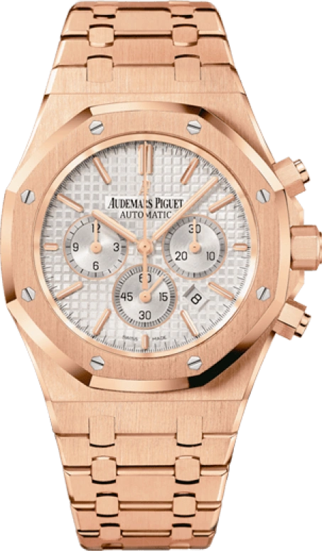 Audemars Piguet,Royal Oak 41mm,41mm,Rose Gold,Silver,White,Automatic,Chronograph,Day,26320OR,26320OR.OO.1220OR.02