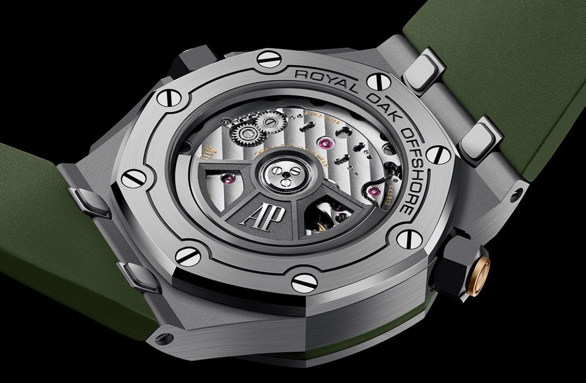 Audemars Piguet,Royal Oak Offshore 42mm,42mm,Stainless Steel,Pink Gold,Ceramic,Green,Automatic,Day,60hours,15720ST,15720ST.OO.A052CA.01