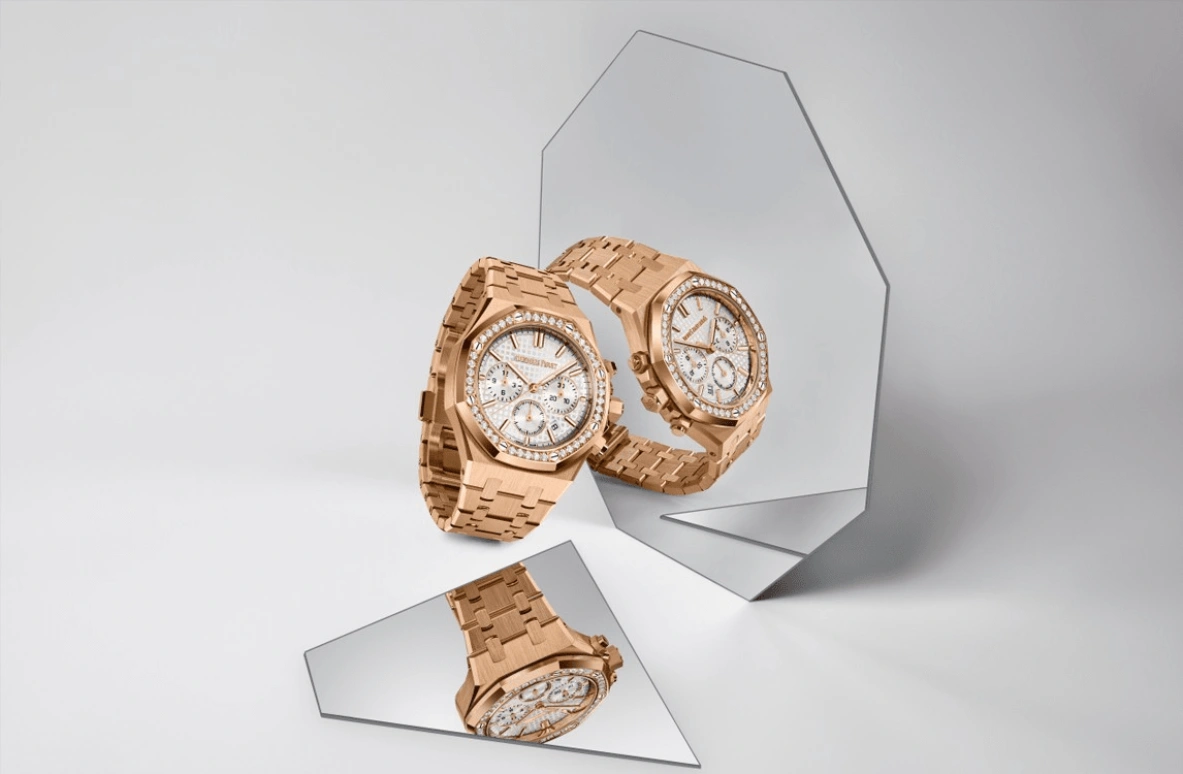 Audemars Piguet,Royal Oak 38mm,38mm,Rose Gold,Silver,White,Automatic,Chronograph,Day,26715OR,26715OR.ZZ.1356OR.01