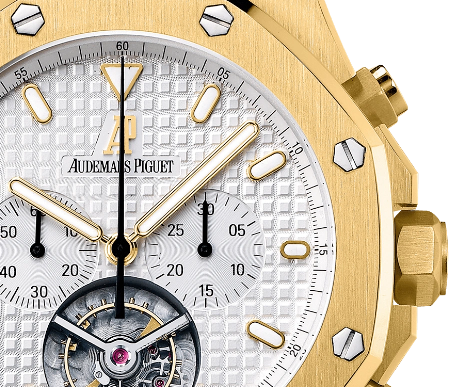 Audemars Piguet,Royal Oak 44mm,44mm,Yellow Gold,Silver,White,Handwound,Chronograph,Tourbillon,25977BA,25977BA.OO.D088CR.01