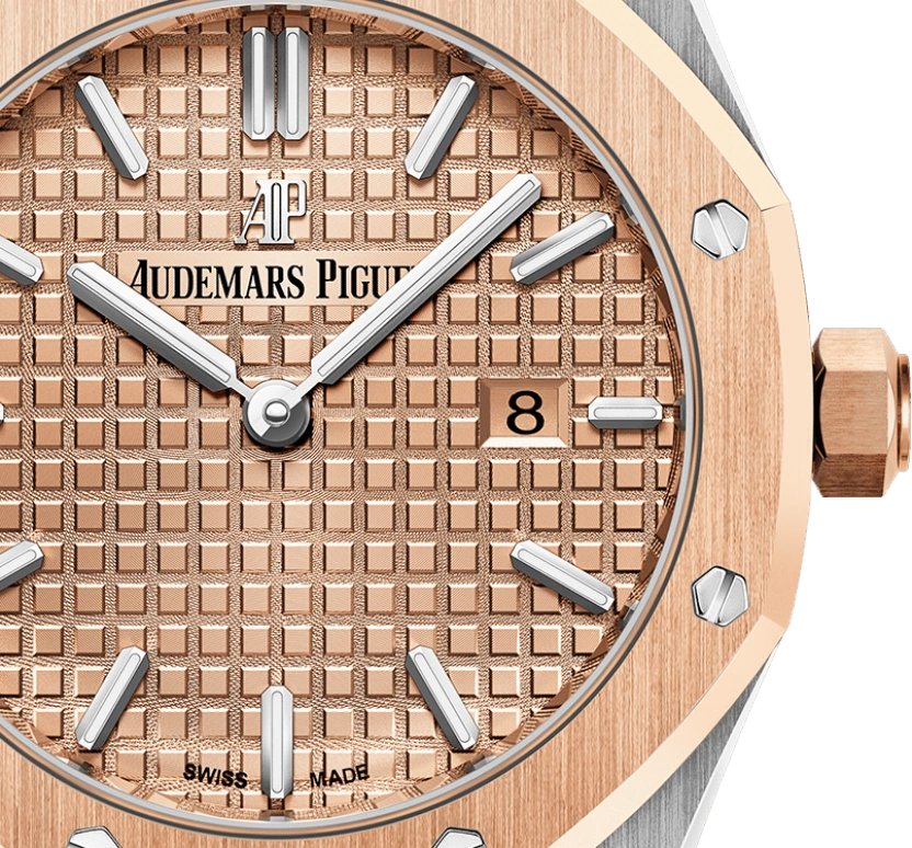 Audemars Piguet,Royal Oak 33mm,33mm,Pink Gold,Stainless Steel,Pink,Quartz,Day,In-house Caliber,67650SR,67650SR.OO.1261SR.01