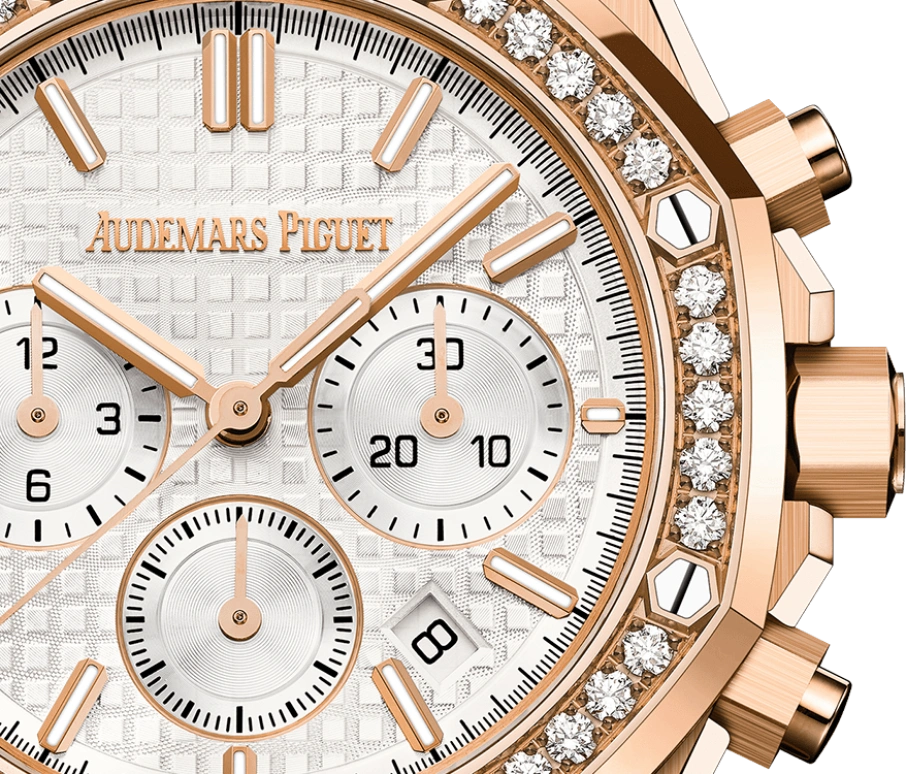 Audemars Piguet,Royal Oak 38mm,38mm,Rose Gold,Silver,White,Automatic,Chronograph,Day,26715OR,26715OR.ZZ.1356OR.01