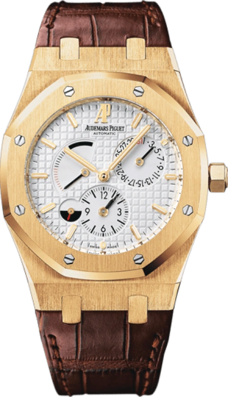 Audemars Piguet,Royal Oak 39mm,39mm,Yellow Gold,Silver,White,Silver White,Automatic,Day,Power Reserve Indicator,Dule Time,26120BA,26120BA.OO.D088CR.01