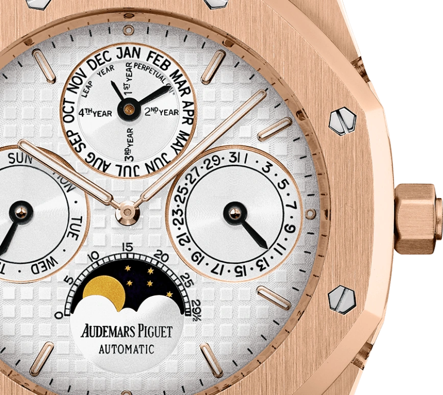 Audemars Piguet,Royal Oak 39mm,39mm,Rose Gold,Silver,Automatic,Moonphase,Perpetual Calendar,Leap Year,Month,40hours,In-house Caliber,26252OR,26252OR.OO.D092CR.02