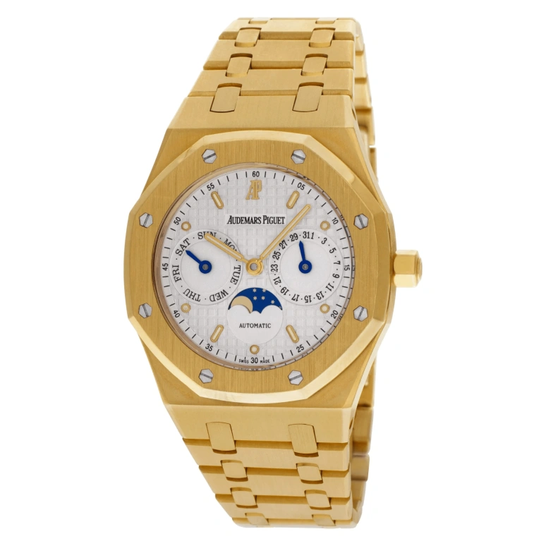 Audemars Piguet,Royal Oak 36mm,36mm,Yellow Gold,White,Automatic,Moonphase,Date,Day,25594BA,25594BA.OO.0789BA.05