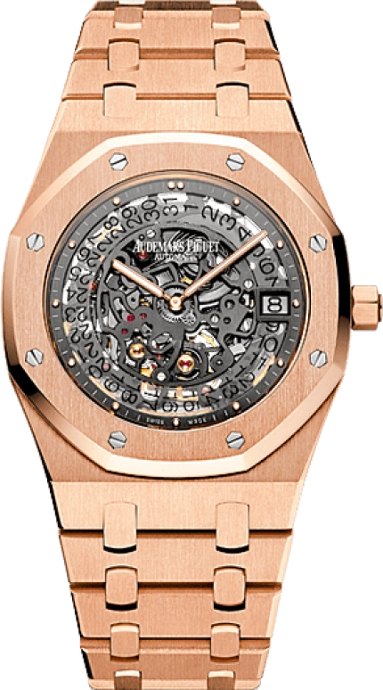 Audemars Piguet,Royal Oak 39mm,39mm,Rose Gold,Skeleton,Stone Gray,Automatic,Day,Skeleton,15204OR,15204OR.OO.1240OR.01