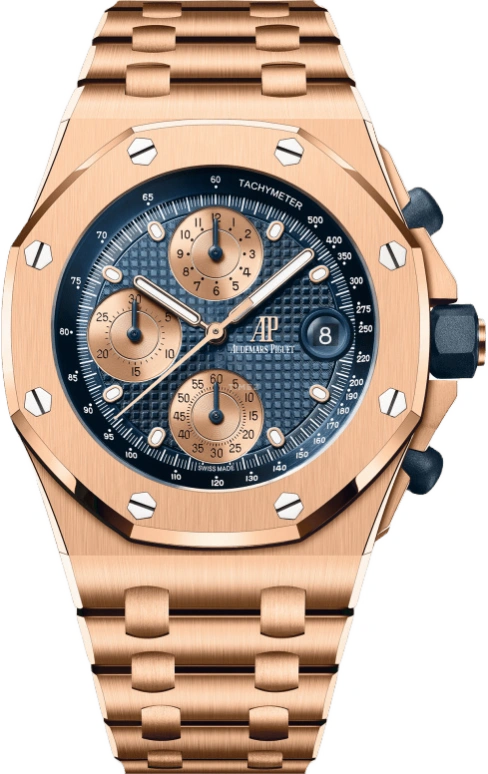 Audemars Piguet,Royal Oak Offshore 42mm,42mm,Rose Gold,Blue,Rose Gold,Automatic,Chronograph,Day,26238OR,26238OR.OO.2000OR.01