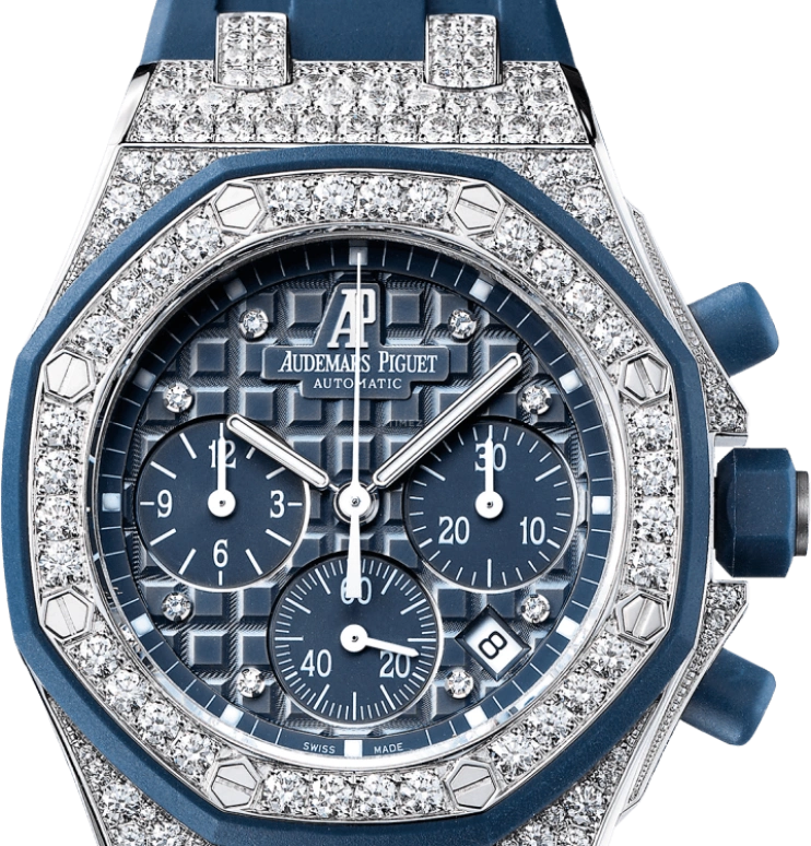 Audemars Piguet,Royal Oak Offshore 37mm,37mm,White Gold,Rubber,Blue,Automatic,Chronograph,Day,26092CK,26092CK.ZZ.D021CA.01