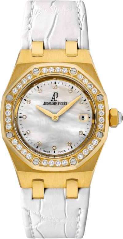 Audemars Piguet,Royal Oak 33mm,33mm,Yellow Gold,White,Quartz,Day,In-house Caliber,67601BA,67601BA.ZZ.D012CR.03