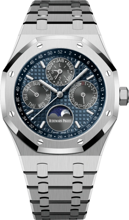 Audemars Piguet,Royal Oak 41mm,41mm,Titanium,Blue,Automatic,Moonphase,Perpetual Calendar,Leap Year,Month,40hours,In-house Caliber,26574TI,26574TI.OO.1220TI.01