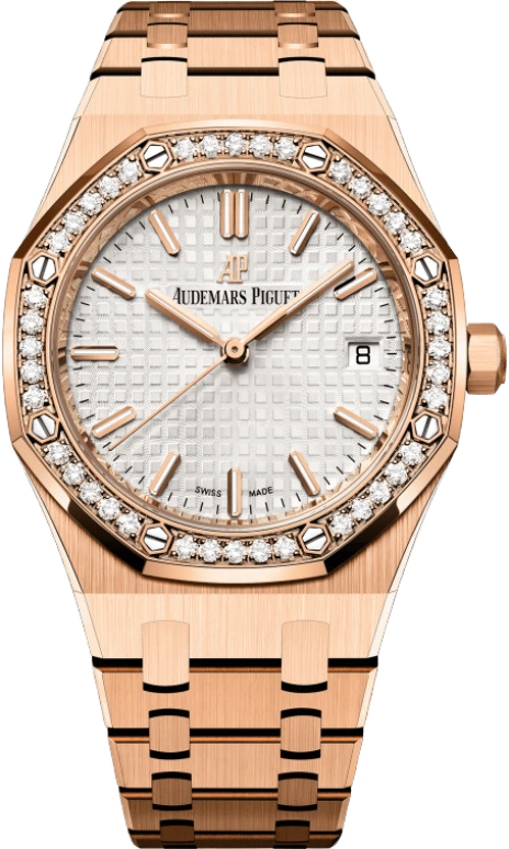 Audemars Piguet,Royal Oak 34mm,34mm,Red Gold,Silver,White,Automatic,Day,50hours,77351OR,77351OR.ZZ.1261OR.01