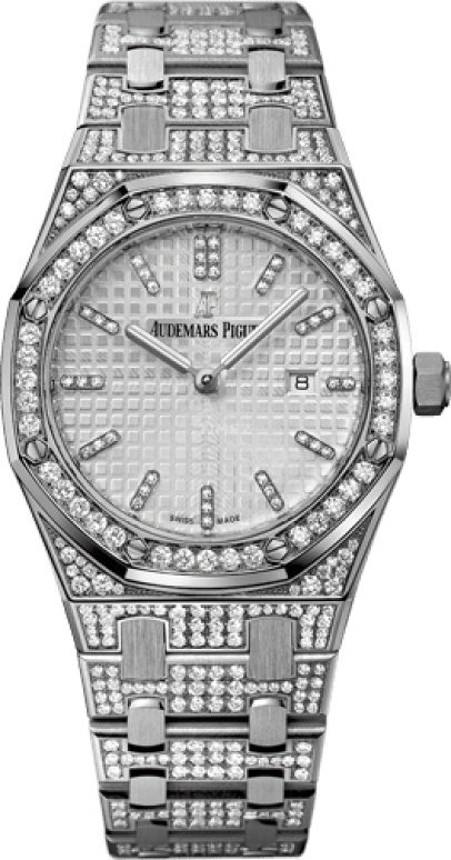 Audemars Piguet,Royal Oak 33mm,33mm,White Gold,Silver,White,Quartz,Day,In-house Caliber,67652BC,67652BC.ZZ.1262BC.01