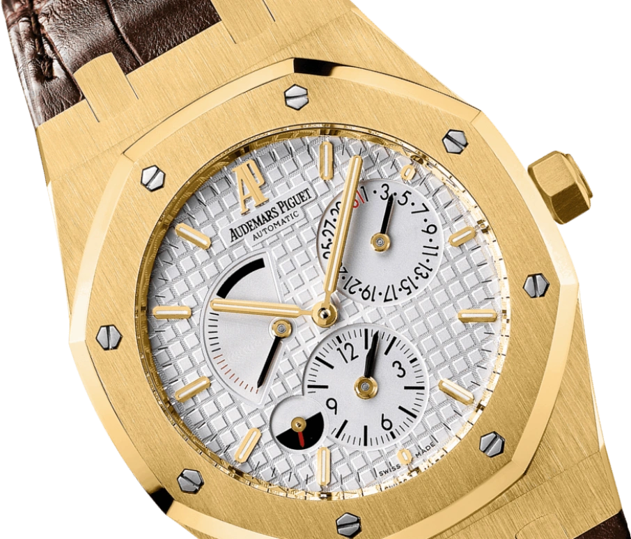 Audemars Piguet,Royal Oak 39mm,39mm,Yellow Gold,Silver,White,Silver White,Automatic,Day,Power Reserve Indicator,Dule Time,26120BA,26120BA.OO.D088CR.01