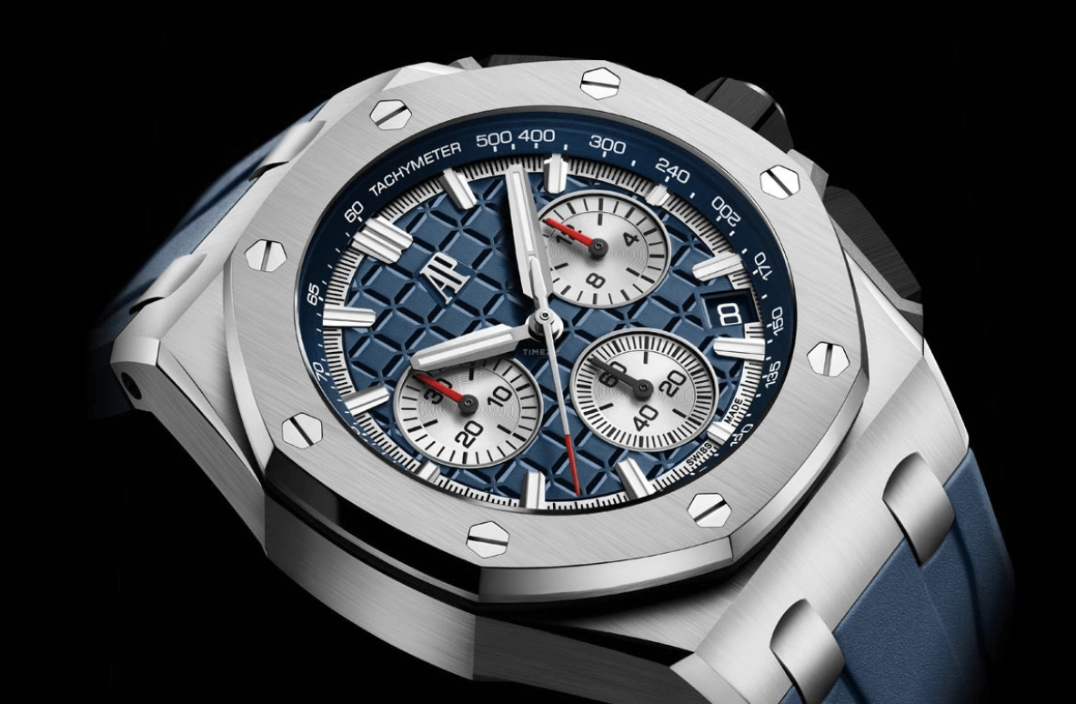 Audemars Piguet,Royal Oak Offshore 43mm,43mm,Titanium,Blue,Automatic,Chronograph,Day,Flyback,26420TI,26420TI.OO.A027CA.01